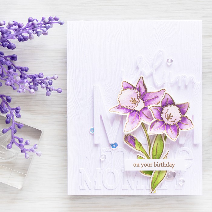 Simon Says Stamp | Purple Daffodils Birthday Card for Mom