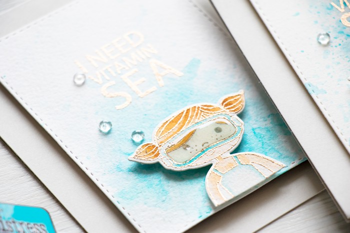 Simon Says Stamp | I Need Vitamin SEA Card. Distress ink watercolor and ink smooshing. Video