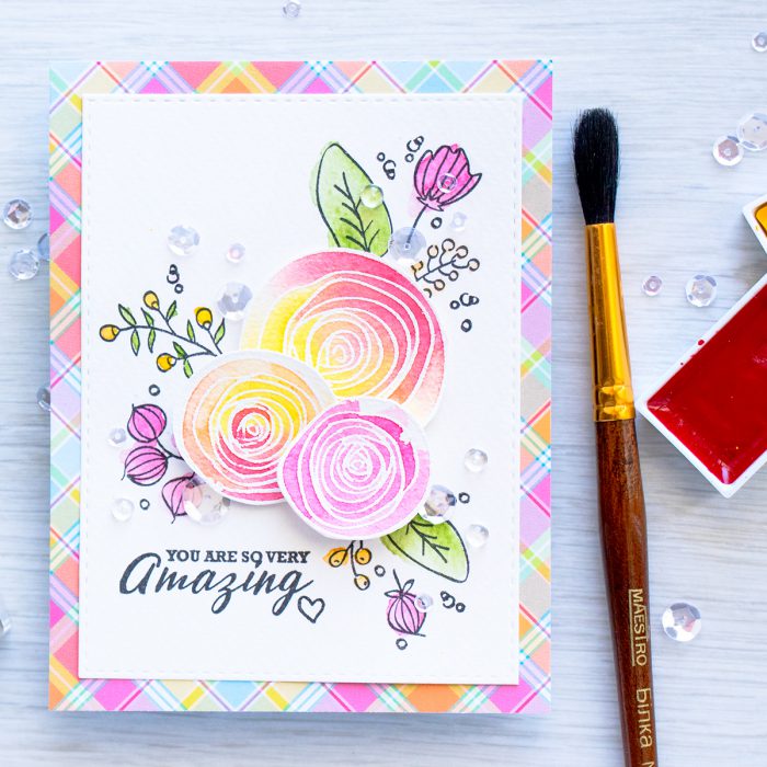 Simon Says Stamp | Messy Watercolor Floral Card. Video - SKETCH RANUNCULUS