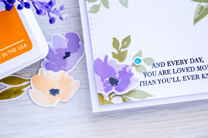 WPlus9 | Stretching inks for color layering stamps. Video. Mother's Day Card with Watercolored Anemones by Yana Smakula