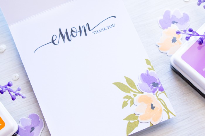 WPlus9 | Stretching inks for color layering stamps. Video. Mother's Day Card with Watercolored Anemones by Yana Smakula