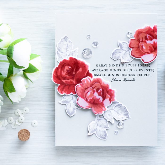 Altenew | GREAT MINDS DISCUSS IDEAS Card using Beautiful Quotes and Vintage Roses stamp sets