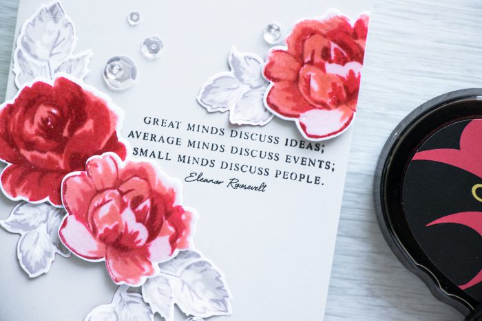 Altenew | GREAT MINDS DISCUSS IDEAS Card using Beautiful Quotes and Vintage Roses stamp sets