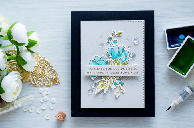 Altenew | Make sure it makes you happy Card using Beautiful Quotes and Peony Bouquet stamp sets