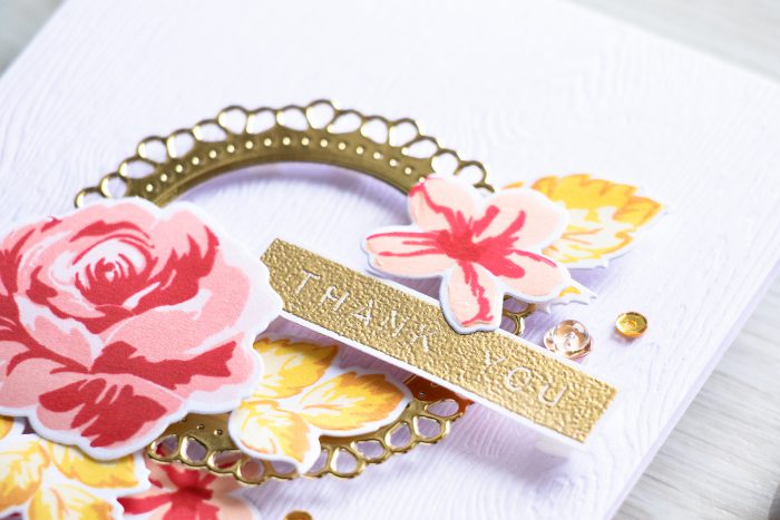 My Perfect Cardmaking Formula: White Cardstock + Gold Die Cut Frame + Florals + Sentiment