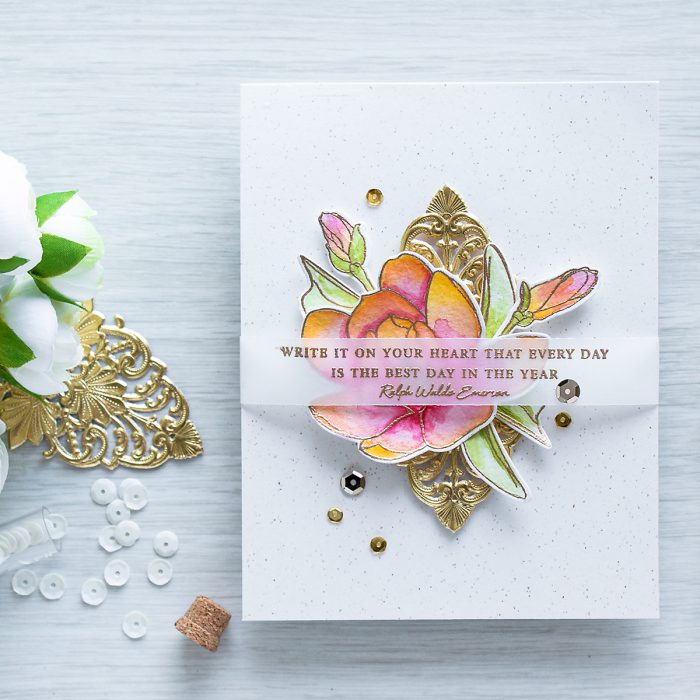 Altenew | Every day is the best day in the year card using Beautiful Quotes and Magnolias for Her stamps