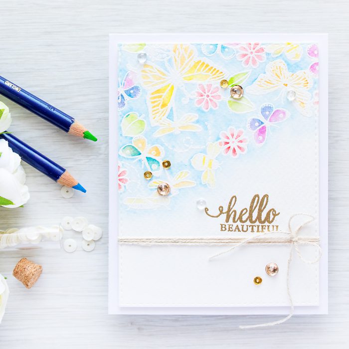 Hero Arts | Hello Beautiful - Watercolor Background with Derwent Inktense Pencils