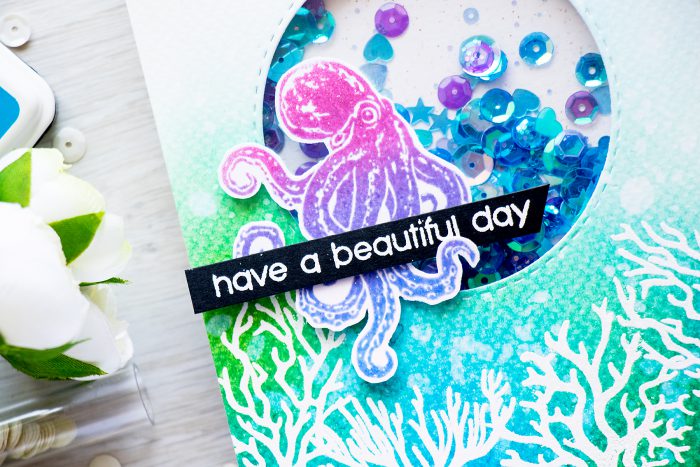 July 2016 My Monthly Have a Beautiful Day Underwater Octopus Coral Reef Card by Yana Smakula for Hero Arts