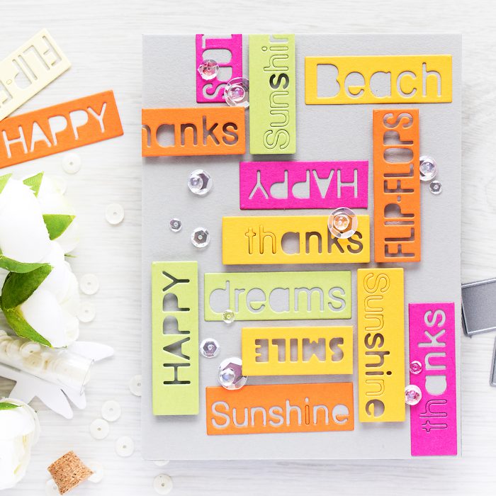 Colorful Word Blocks Card with Summer Greetings Dies from Simon Says Stamp by Yana Smakula