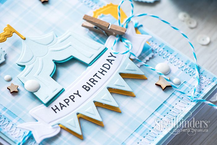 Spellbinders | Happy Birthday - Baby Boy Card. Adding colorful shadow to die cuts. Video