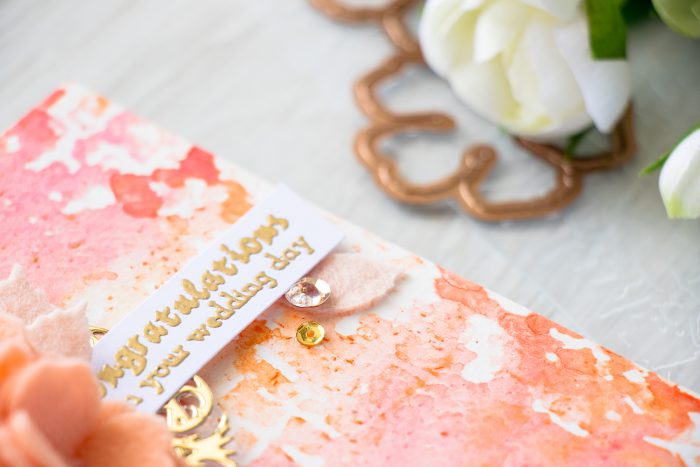 Spellbinders | Stamping with embossing folders & Gelatos. Wedding Card using Shabby Posies dies and Blistered embossing folder. Card & Video by Yana Smakula