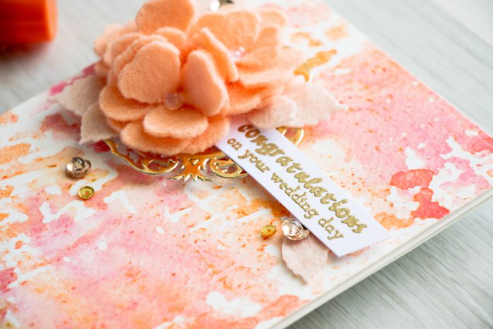 Spellbinders | Stamping with embossing folders & Gelatos. Wedding Card using Shabby Posies dies and Blistered embossing folder. Card & Video by Yana Smakula