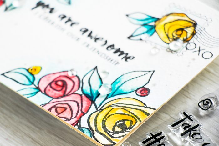 Altenew | You Are Awesome I Cherish our Friendship Bamboo Rose & Happy Mail Card by Yana Smakula