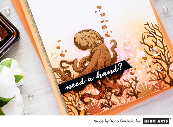 Hero Arts | Color Layering Octopus and Pigment Ombre Inks - Need A Hand Card