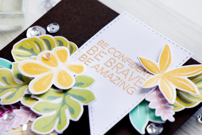 Simon Says Stamp | Jungle Encouragement Card using SSS Tropical Leaves stamps & dies. Project by Yana Smakula