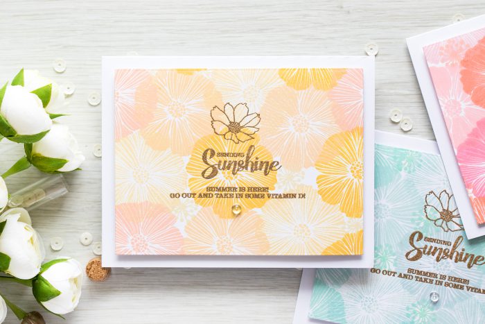 Simon Says Stamp | Sending Sunshine Stamped Floral Pattern Cards with Masterpiece Box Products. 