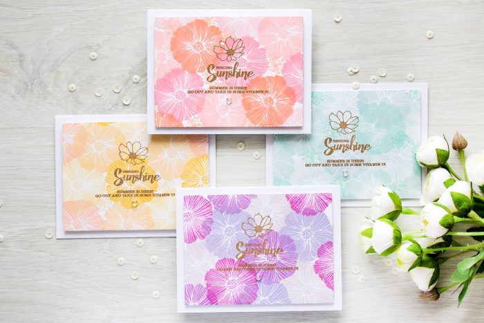 Simon Says Stamp | Sending Sunshine Stamped Floral Pattern Cards with Masterpiece Box Products. 