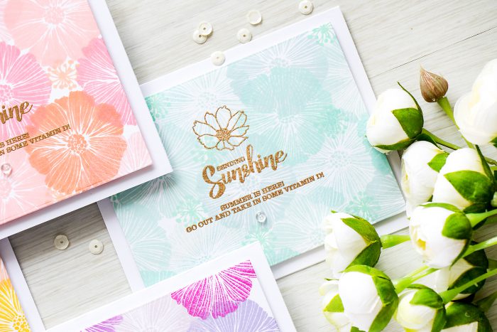 Simon Says Stamp | Sending Sunshine Stamped Floral Pattern Cards with Masterpiece Box Products.