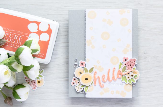 WPlus9 | Silver Foiled Accents on Flowers - Hello I Miss You Card by Yana Smakula using Fresh Cut Florals Stamps & Dies