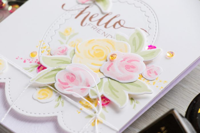 Create Simple Floral Card with Faux Hand Pained Flowers using stamps from WPlus9, inks from Altenew and dies from Pretty Pink Posh. Watch video tutorial for details - https://www.youtube.com/watch?v=CZ0tVIv8O_s