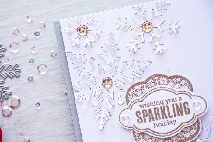 Hero Arts | 3-Dimensional Snowflakes Card with Paper Layering Snowflake dies. Project & Video tutorial by Yana Smakula