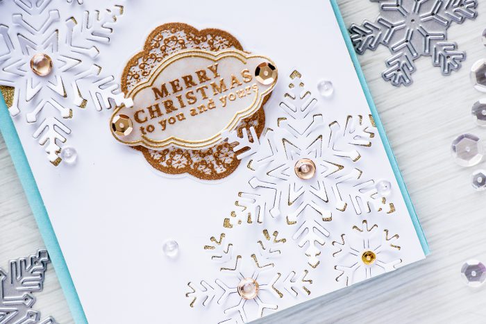 Hero Arts | 3-Dimensional Snowflakes Card with Paper Layering Snowflake dies. Project & Video tutorial by Yana Smakula
