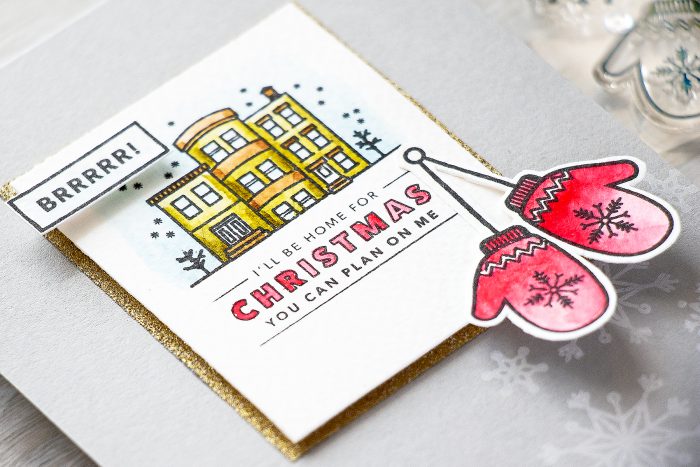 Hero Arts | I'll Be Home For Christmas Simple Stamped & Watercolored Card