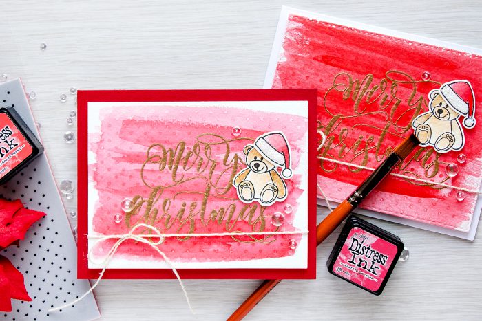 Simon Says Stamp Stamptember Merry Christmas Watercolor Wash Holiday Cards