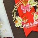 Simple Christmas Wreath Card. Hero Arts September My Monthly Hero Kit - Peace & Love Christmas Card by Yana Smakula