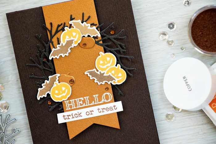 Simple Halloween Wreath Card. Hero Arts September My Monthly Hero Kit - Trick or Treat Card by Yana Smakula