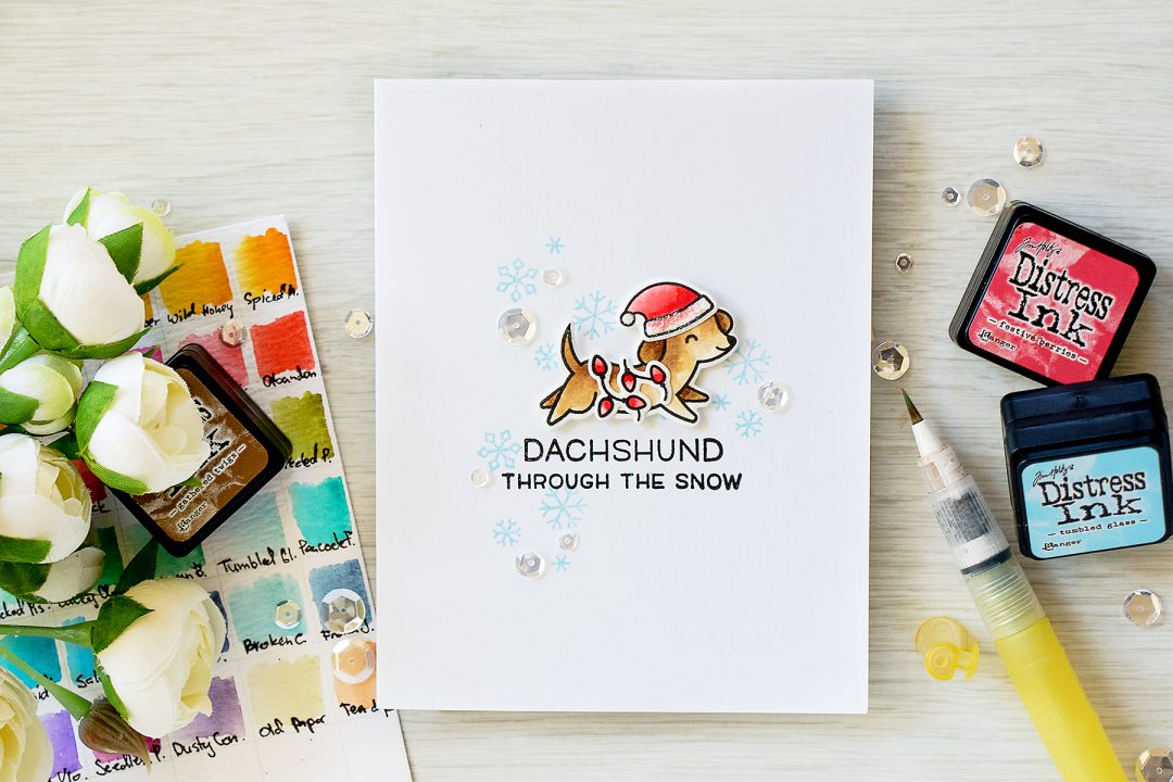 Simon Says Stamp - Its Stamptember! Lawn Fawn Collaboration - Dachshund Through The Snow Card by Yana Smakula