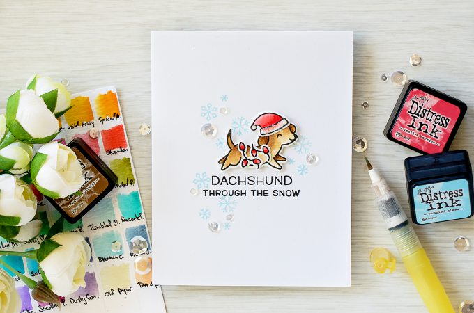 Simon Says Stamp - Its Stamptember! Lawn Fawn Collaboration - Dachshund Through The Snow Card by Yana Smakula