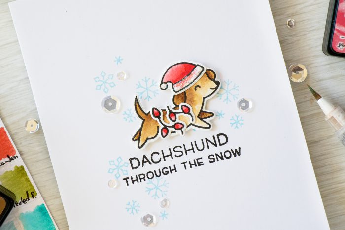 Simon Says Stamp - Its Stamptember! Lawn Fawn Collaboration - Dachshund Through The Snow Card by Yana Smakula