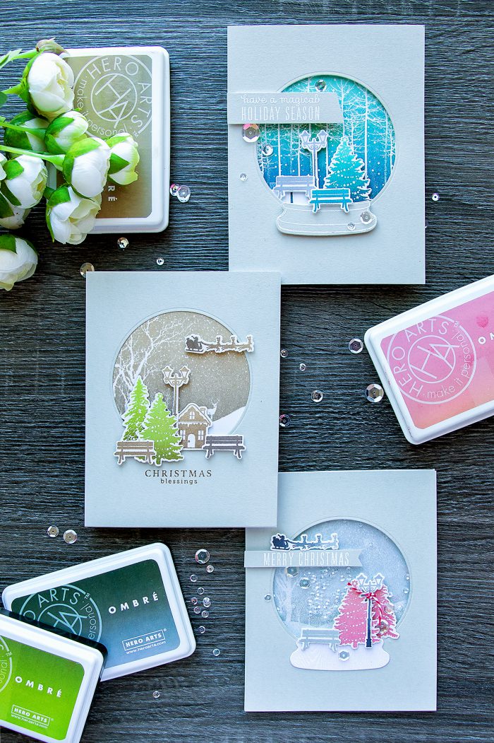 Hero Arts | October My Monthly Hero Blog Hop - Snow Globe Ombre Cards