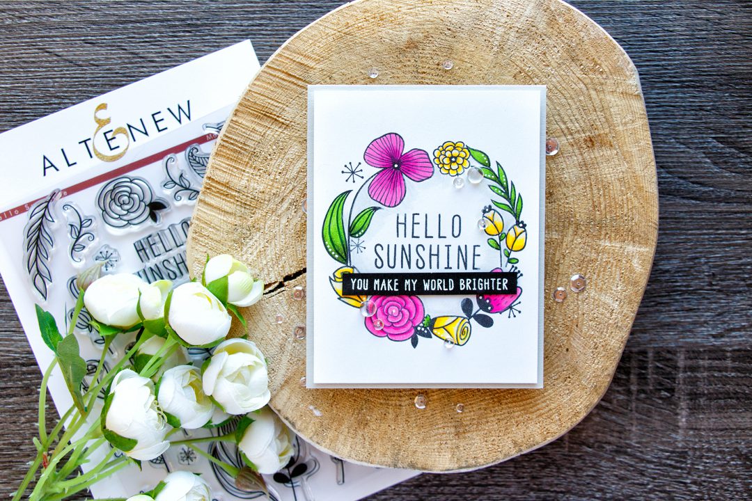 Altenew | Hello Sunshine Floral Wreath Card. November Release Blog Hop. Giveaway