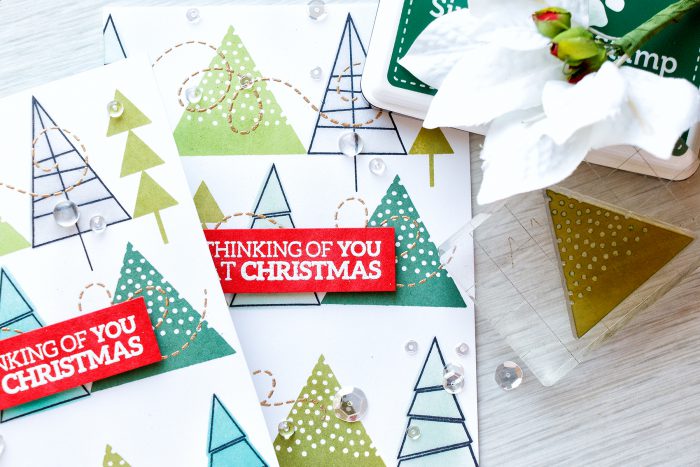 Simon Says Stamp | Caring Hearts Drive - Stamped Christmas Tree Patterns. Card & Video Tutorial by Yana Smakula