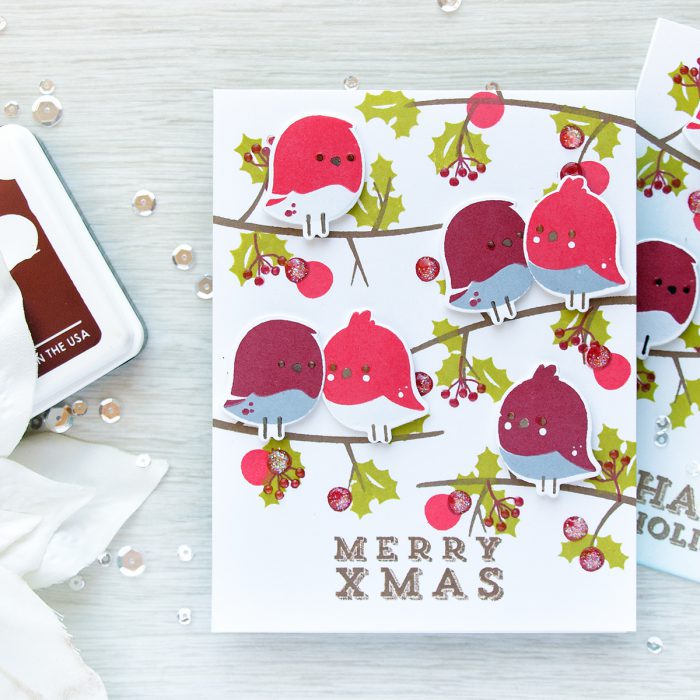 WPlus9 | Stamping Holiday Scenes - Merry Christmas Robins Cards. Video