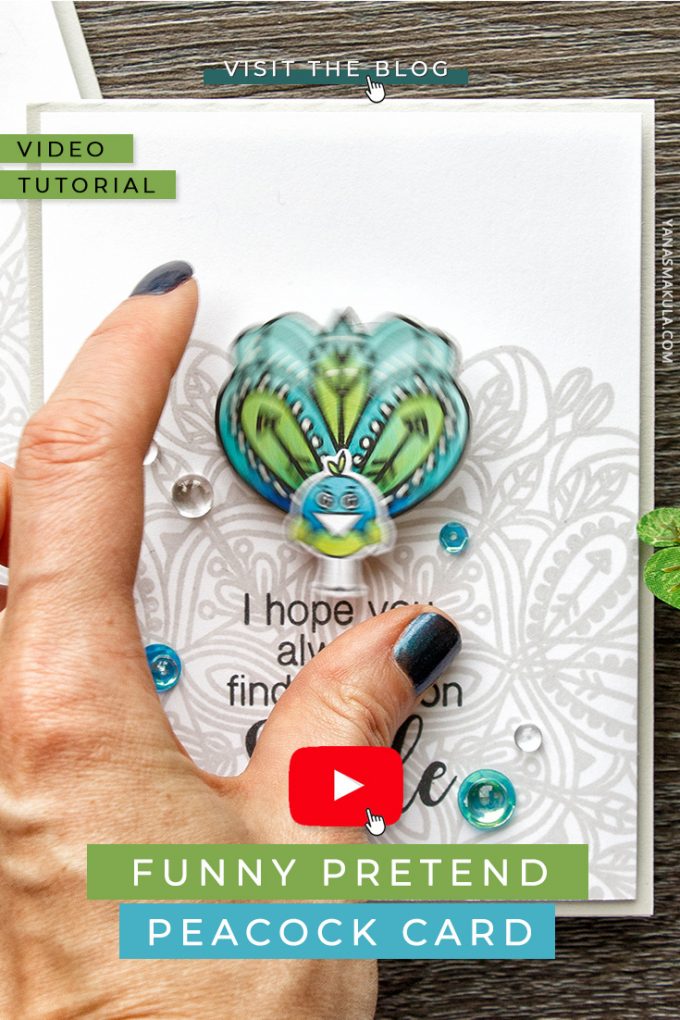 Simon Says Stamp | Funny Pretend Peacock Card. Video tutorial by Yana Smakula featuring Simon Says Cling Rubber Stamp Emma Background and Simon Says Stamp Cuddly Critter Accessories #cardmaking #stamping #handmadecard
