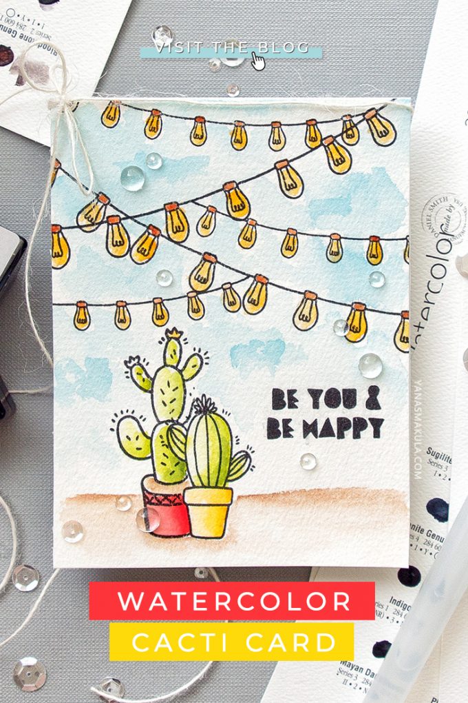 Altenew | Watercolor Cacti Card by Yana Smakula featuring Altenew Be Strong Stamps #altenew #cardmaking #stamping