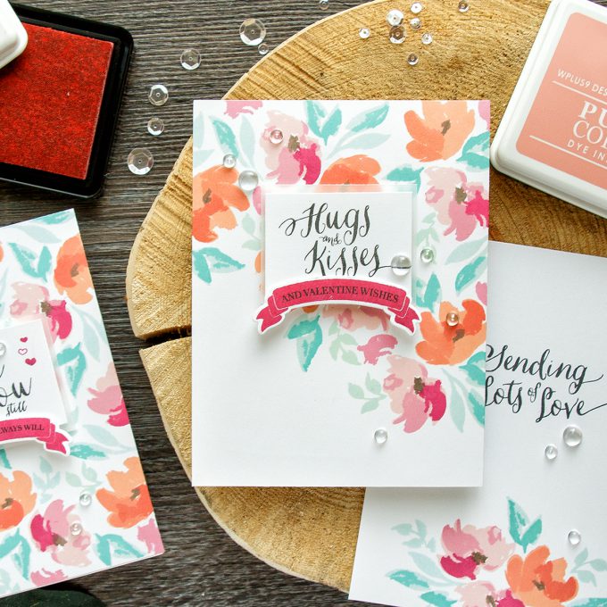 WPlus9 | Floral Valentines - Background Stamping 3 Ways