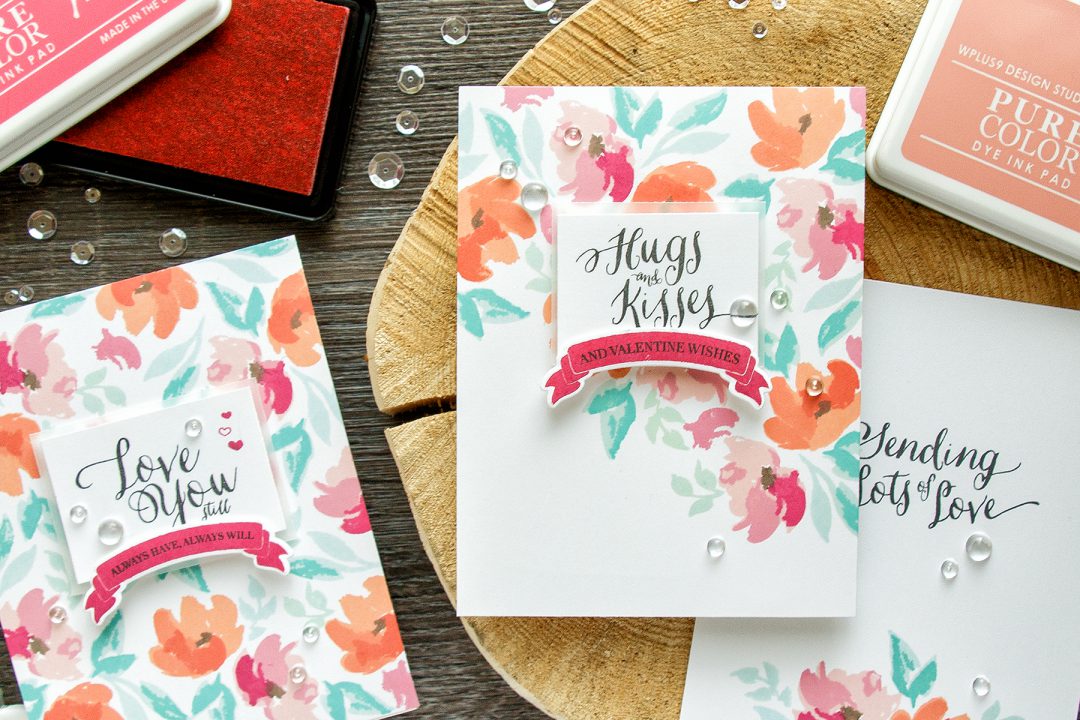 WPlus9 | Floral Valentines - Background Stamping 3 Ways