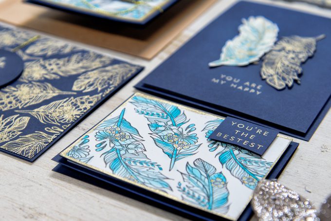 Spellbinders | Navy & Gold Love Watercolor Cards