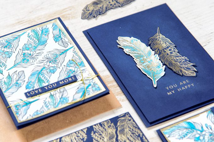 Spellbinders | Navy & Gold Love Watercolor Cards