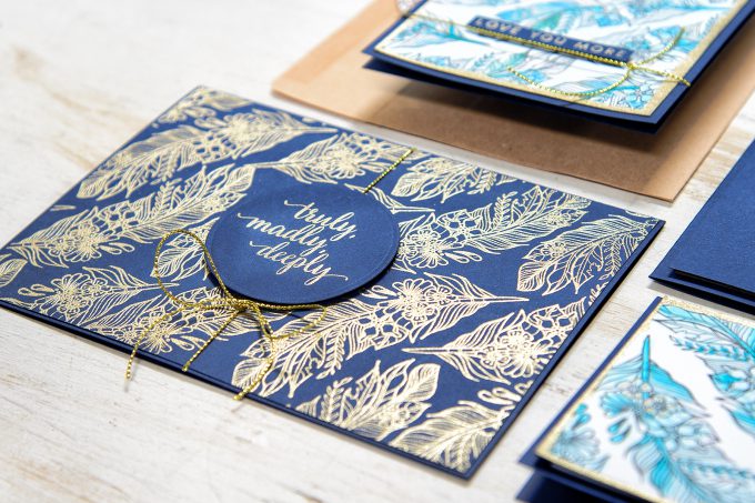 Spellbinders | Navy & Gold Love Watercolor Cards