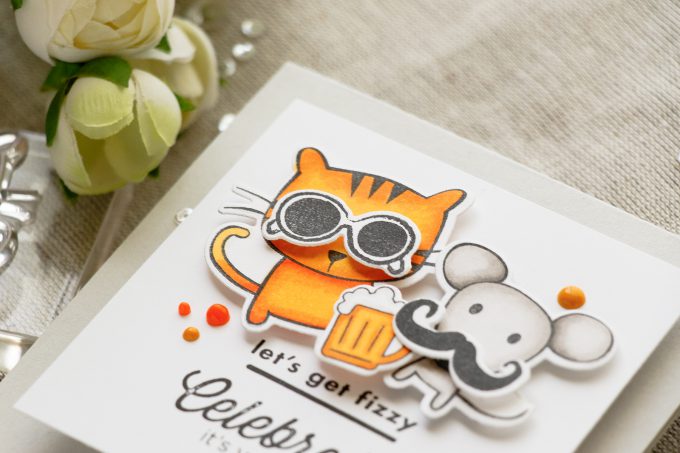 Hero Arts | Wobbler Let's Get Fizzy Funny Cat & Mouse Birthday Card