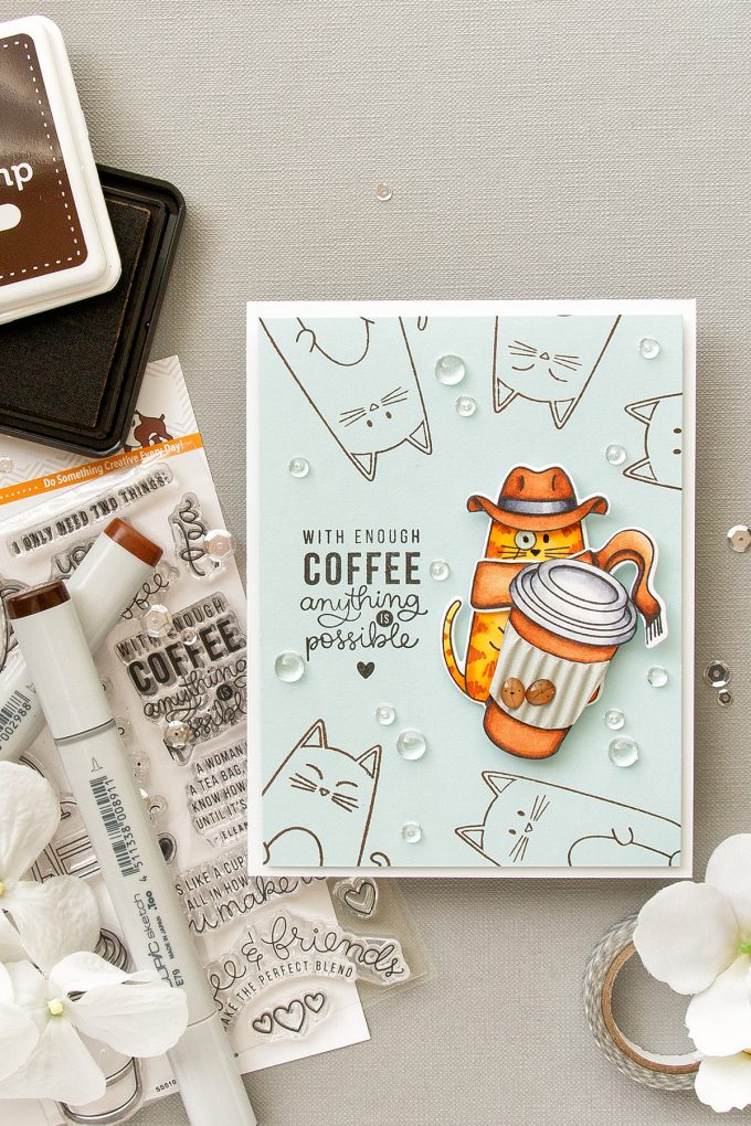 Simon Says Stamp | With Enough Coffee Anything Is Possible. Cat-Detective Card