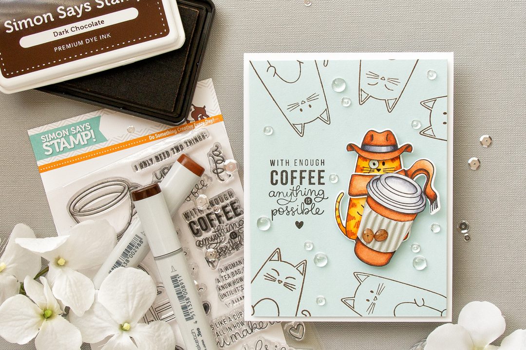 Simon Says Stamp | With Enough Coffee Anything Is Possible. Cat-Detective Card