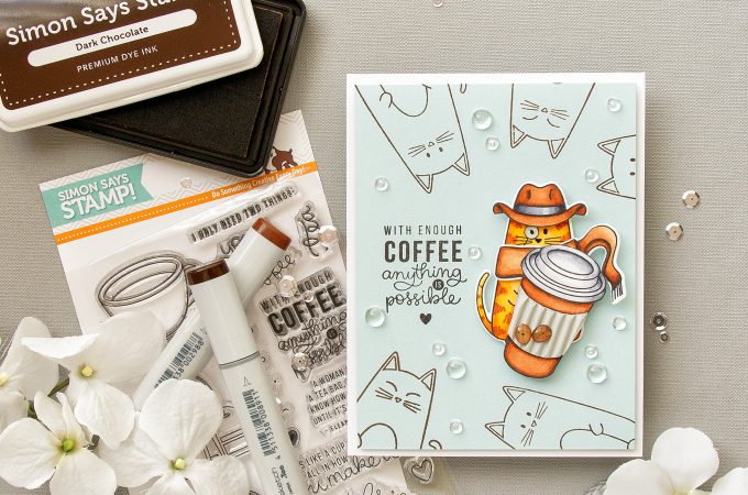 Simon Says Stamp | With Enough Coffee Anything Is Possible. Cat-Detective Card