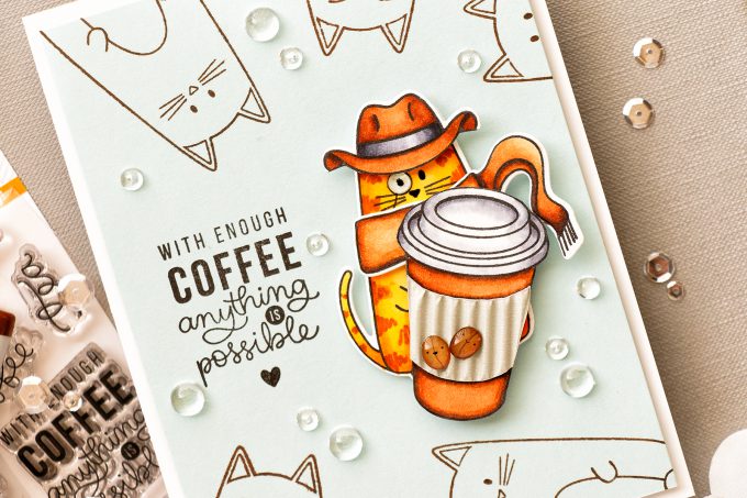 Simon Says Stamp | With Enough Coffee Anything Is Possible. Cat-Detective Card