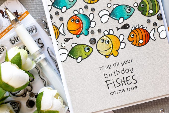 Simon Says stamp | Birthday Fishes Card